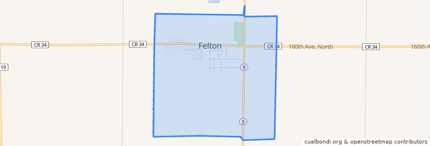 Mapa de ubicacion de Felton.