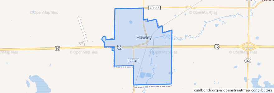 Mapa de ubicacion de Hawley.