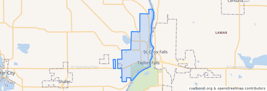 Mapa de ubicacion de Taylors Falls.