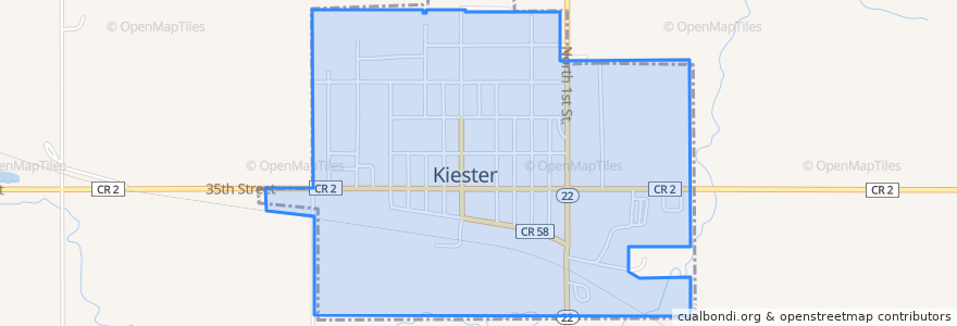 Mapa de ubicacion de Kiester.