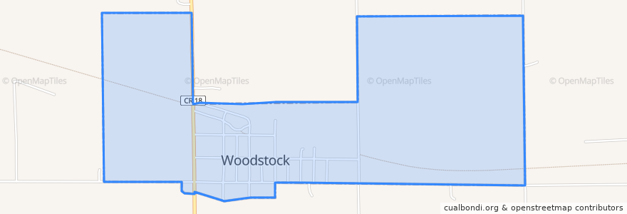 Mapa de ubicacion de Woodstock.