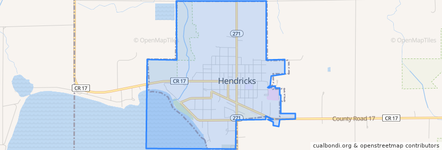 Mapa de ubicacion de Hendricks.