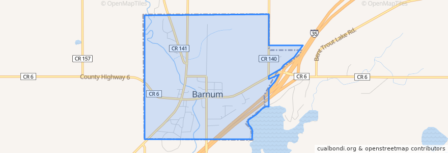 Mapa de ubicacion de Barnum.