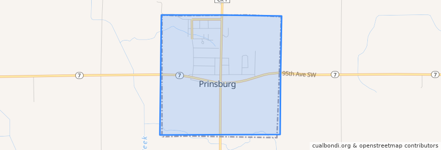 Mapa de ubicacion de Prinsburg.