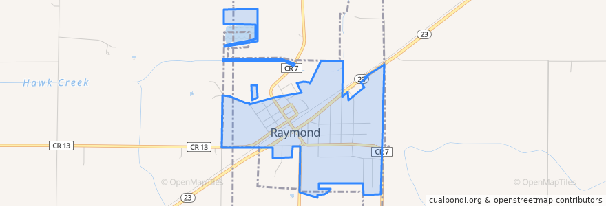 Mapa de ubicacion de Raymond.