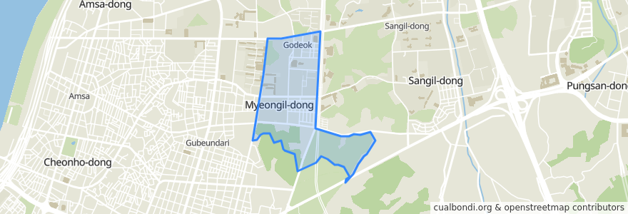 Mapa de ubicacion de 명일2동.