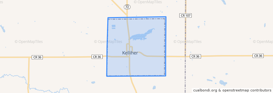 Mapa de ubicacion de Kelliher.