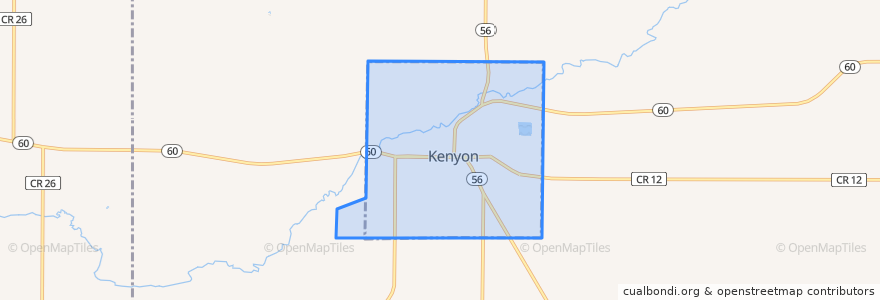 Mapa de ubicacion de Kenyon.