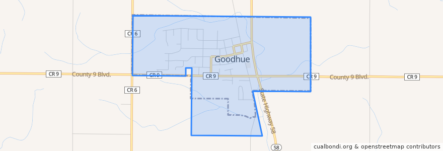 Mapa de ubicacion de Goodhue.