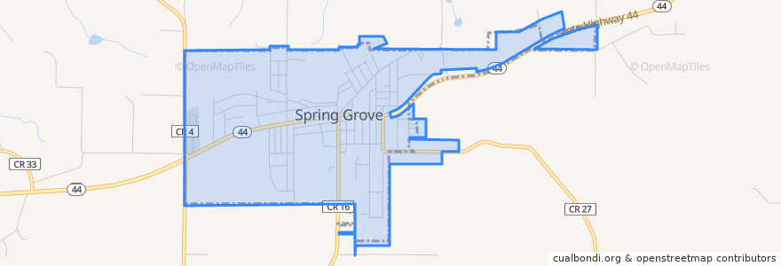 Mapa de ubicacion de Spring Grove.