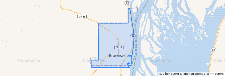 Mapa de ubicacion de Brownsville.