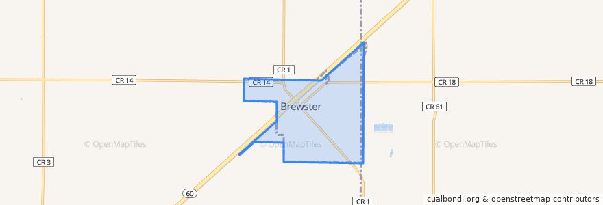 Mapa de ubicacion de Brewster.