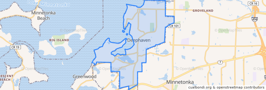 Mapa de ubicacion de Deephaven.