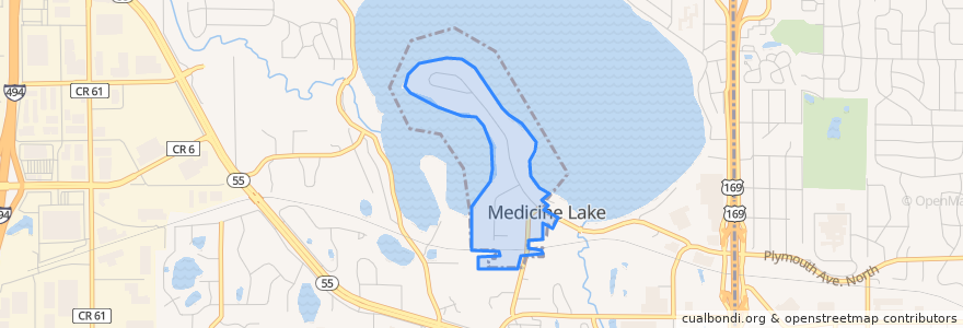 Mapa de ubicacion de Medicine Lake.