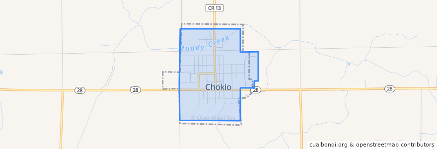 Mapa de ubicacion de Chokio.