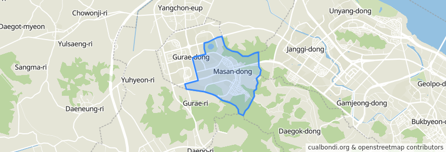 Mapa de ubicacion de 마산동.