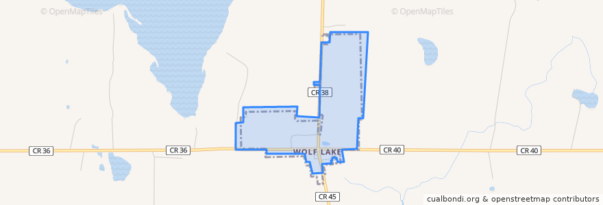 Mapa de ubicacion de Wolf Lake.