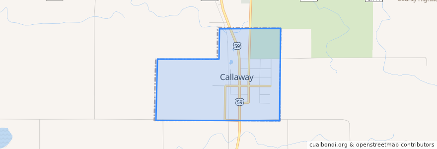 Mapa de ubicacion de Callaway.