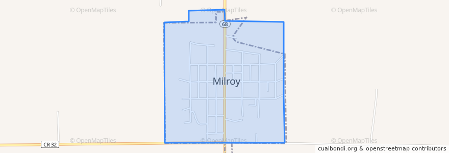 Mapa de ubicacion de Milroy.