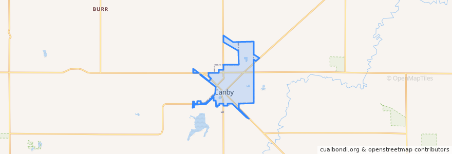 Mapa de ubicacion de Canby.