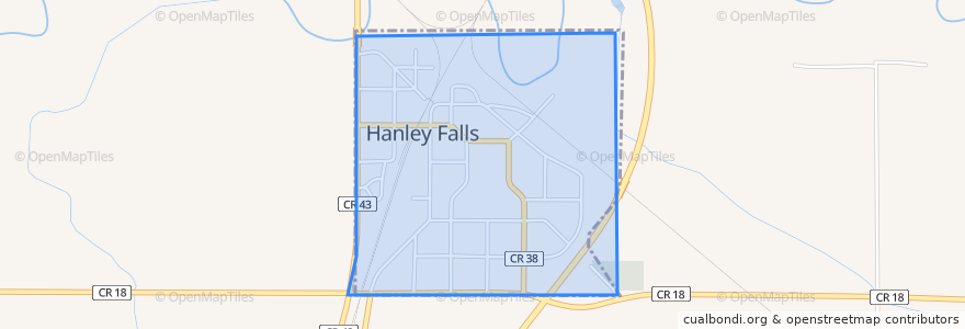 Mapa de ubicacion de Hanley Falls.