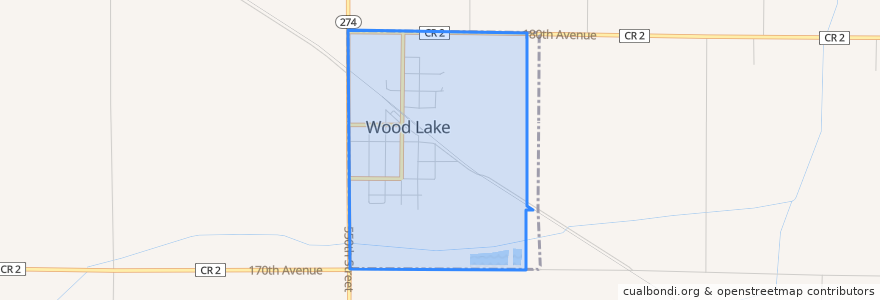 Mapa de ubicacion de Wood Lake.