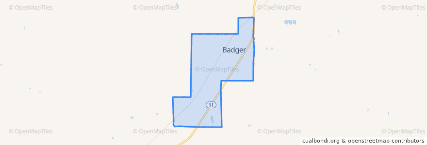 Mapa de ubicacion de Badger.