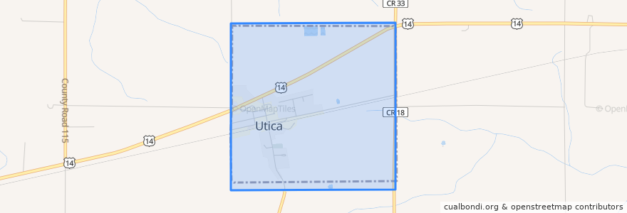 Mapa de ubicacion de Utica.