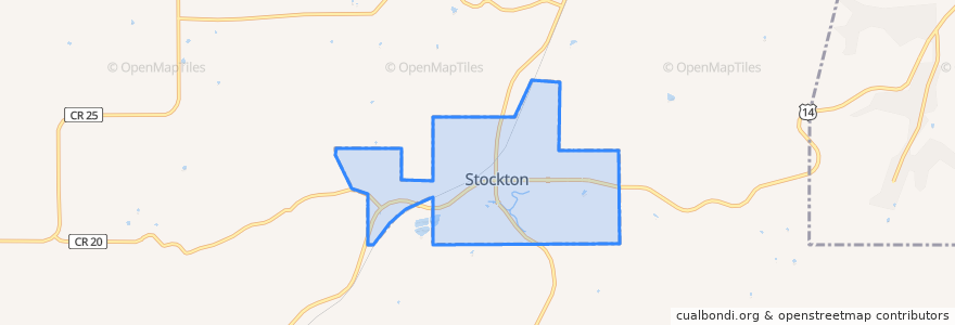 Mapa de ubicacion de Stockton.