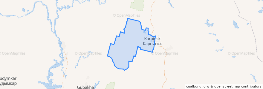 Mapa de ubicacion de городской округ Карпинск.