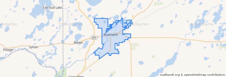 Mapa de ubicacion de Brainerd.