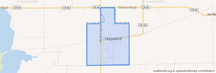 Mapa de ubicacion de Hayward.