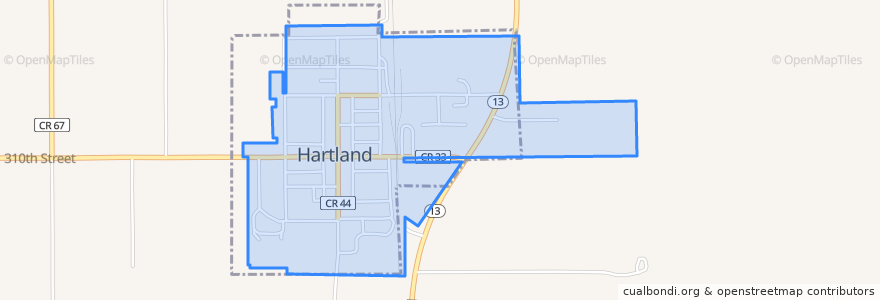 Mapa de ubicacion de Hartland.