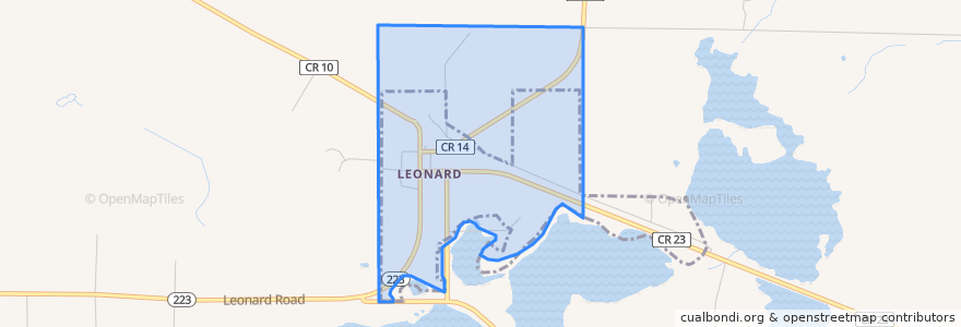 Mapa de ubicacion de Leonard.