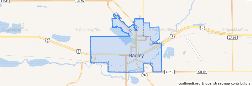 Mapa de ubicacion de Bagley.