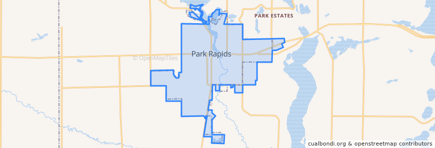 Mapa de ubicacion de Park Rapids.