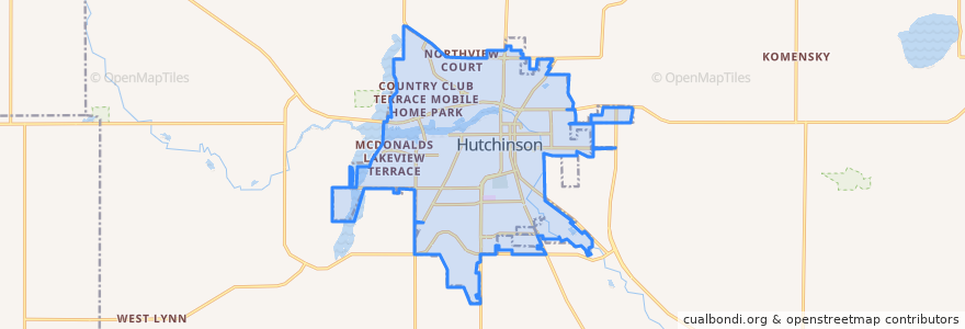 Mapa de ubicacion de Hutchinson.