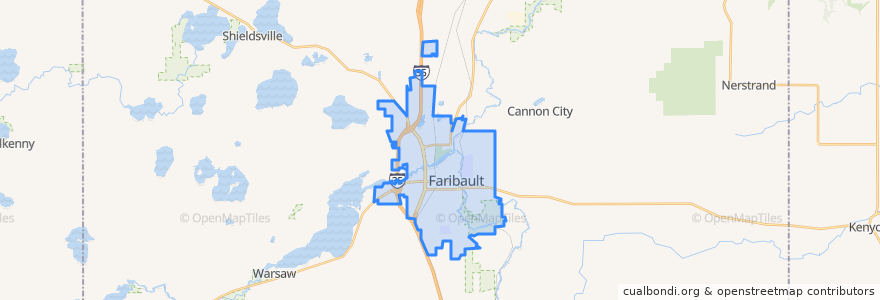 Mapa de ubicacion de Faribault.