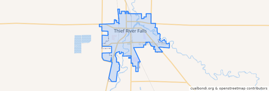 Mapa de ubicacion de Thief River Falls.