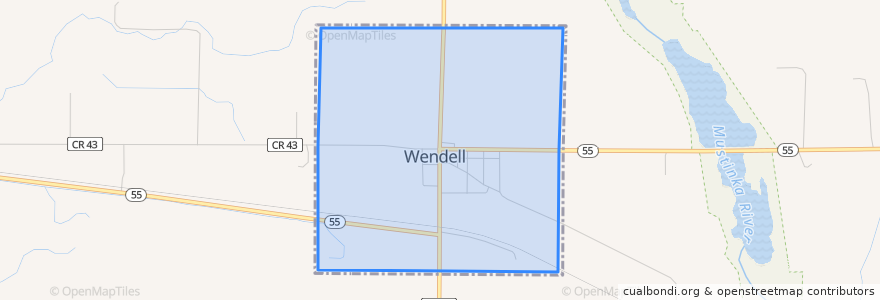 Mapa de ubicacion de Wendell.