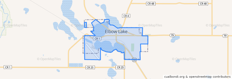 Mapa de ubicacion de Elbow Lake.