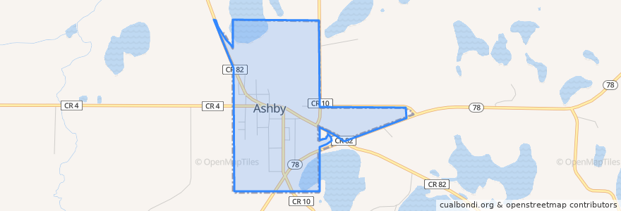 Mapa de ubicacion de Ashby.