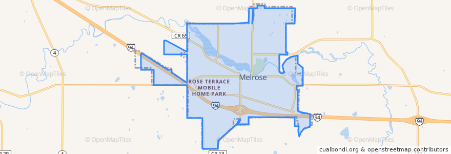 Mapa de ubicacion de Melrose.