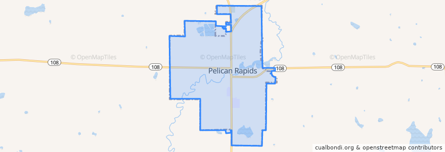 Mapa de ubicacion de Pelican Rapids.