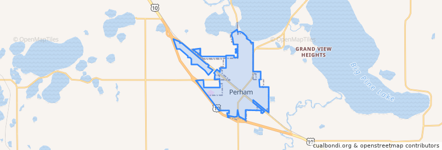 Mapa de ubicacion de Perham.