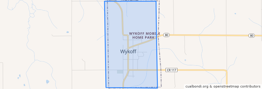 Mapa de ubicacion de Wykoff.