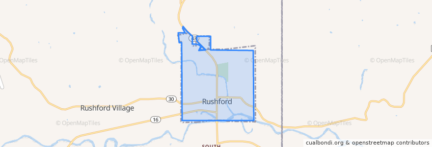 Mapa de ubicacion de Rushford.