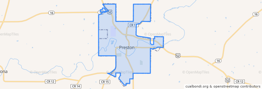 Mapa de ubicacion de Preston.