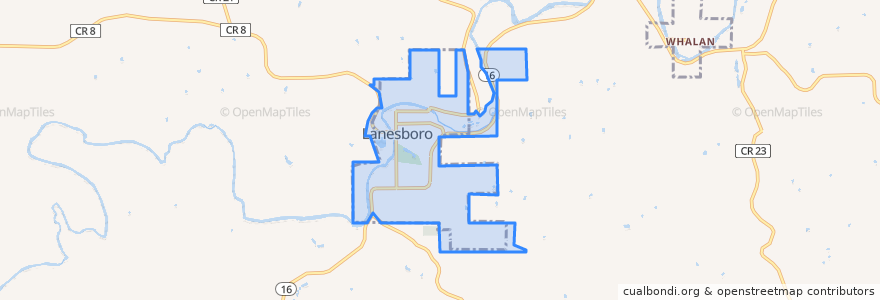 Mapa de ubicacion de Lanesboro.