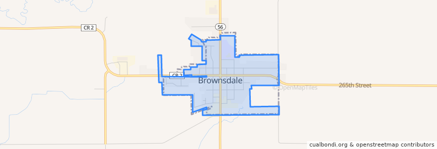 Mapa de ubicacion de Brownsdale.